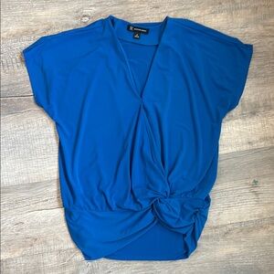 INC International Concepts Blue Dolman Sleeve Wrap Blouse Medium